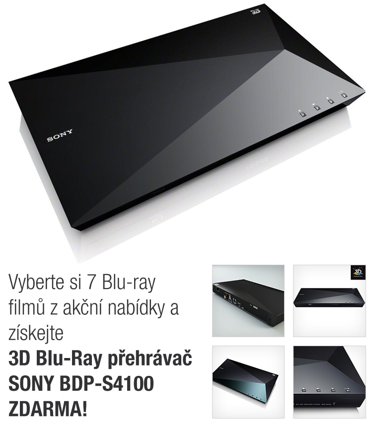 Vyberte si 7 Blu-ray filmů z akční nabídky a získejte 3D Blu-Ray přehrávač SONY BDP-S4100 ZDARMA!